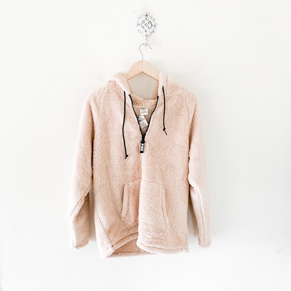 PINK Victoria's Secret Sweaters - PINK VS hooded teddy pullover in cream